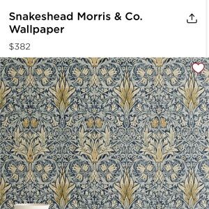 William Morris Co Snakeshead Wallpaper Indigo/Cumin 1 Roll